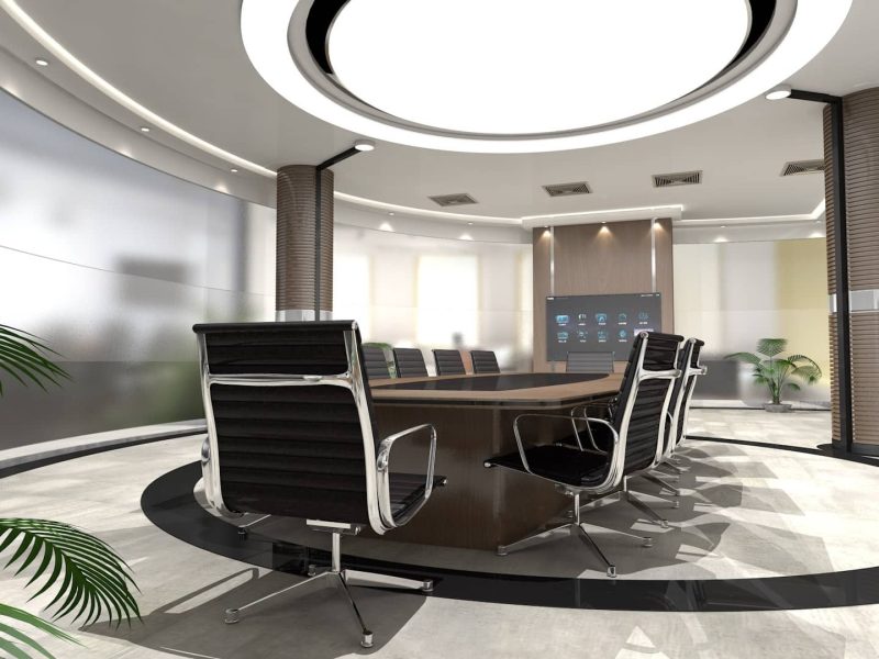 table in round business conference room